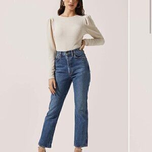 ASTR The‎ Label Low V Open Back Bodysuit Cream